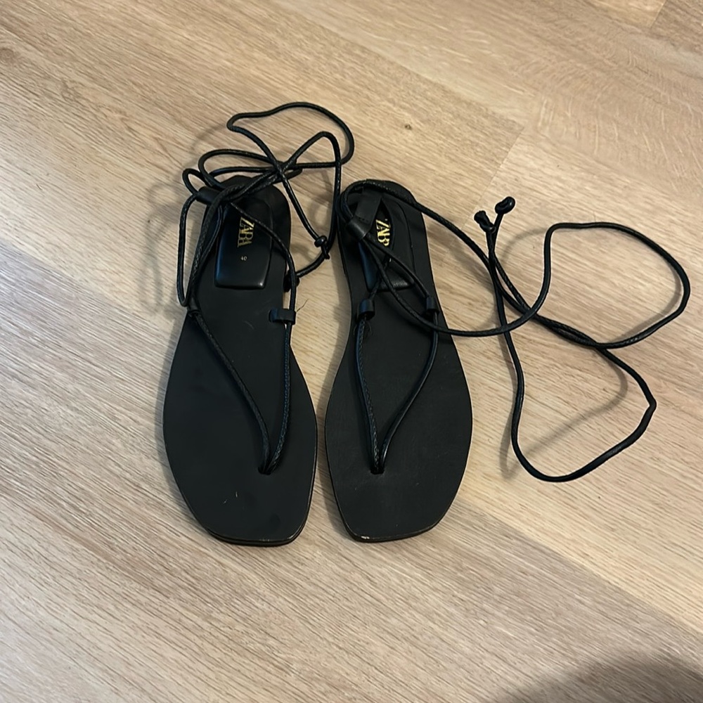 Black Zara wrap sandals! Perfect for spring.